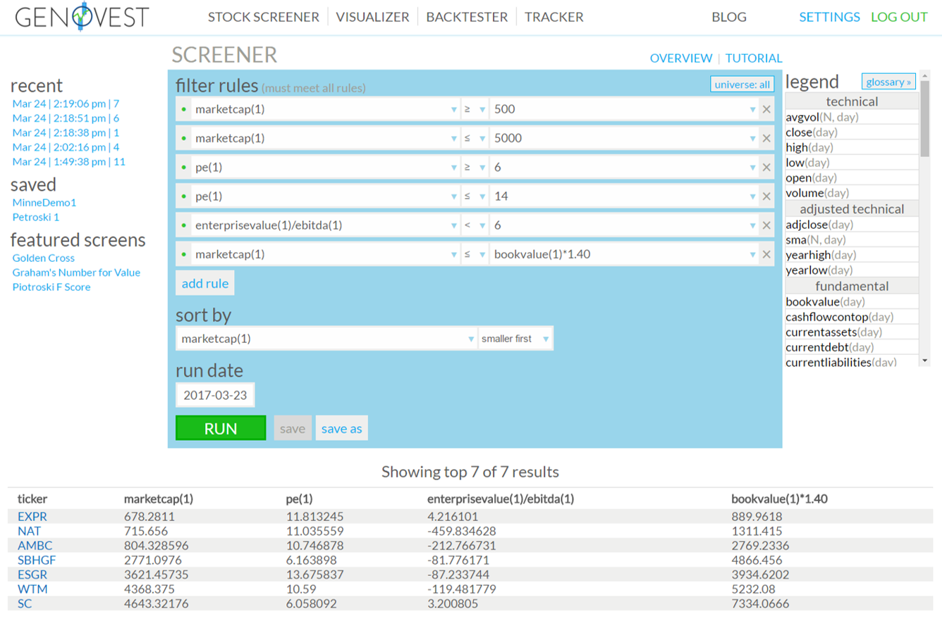 Genovest Stock Screener