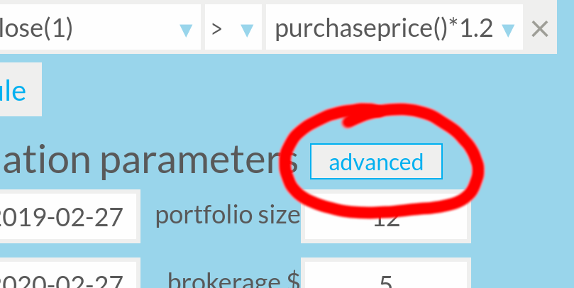 Advanced options in Backtester